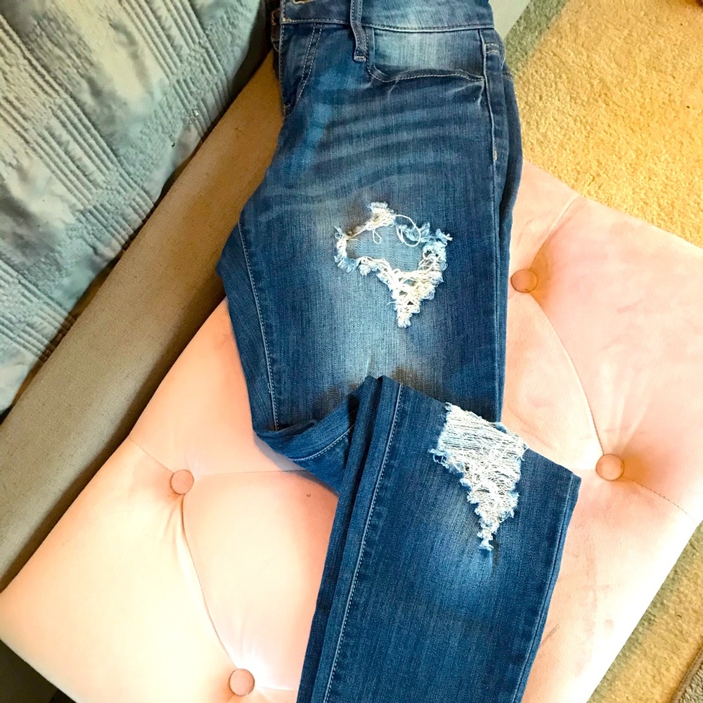 Distressed Blue Jeans